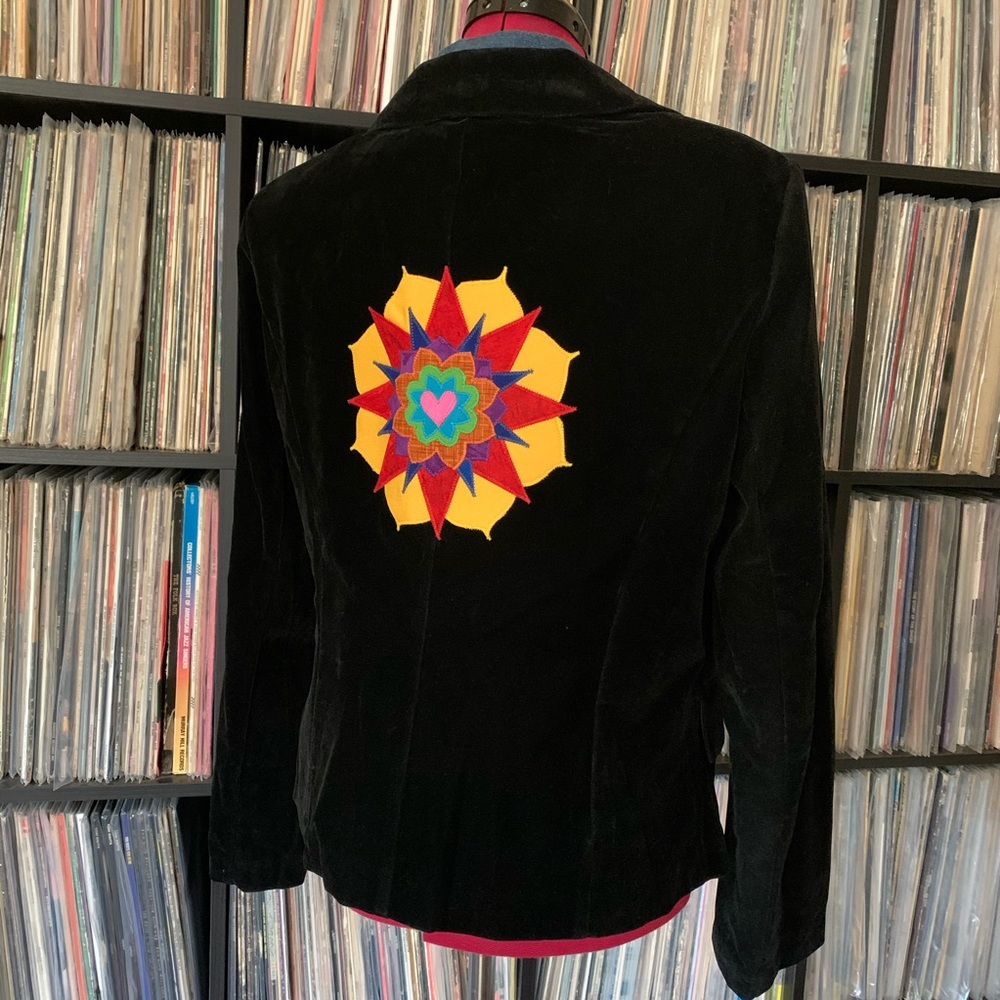Black Velvet Blazer Mandala Patchwork Patch Love L - image 4